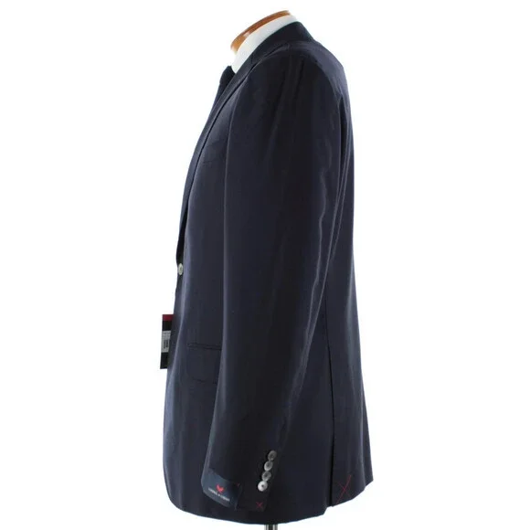 Cardinal of Canada NWT 100% Wool Sport Coat Size 43L US In Solid Navy Blue